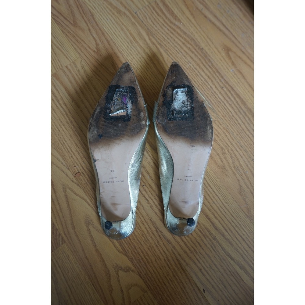 Kurt Geiger Mayfair Buckle Leather Pointed toe Heeled Mules in Silver Size 39 - Picture 5 of 8